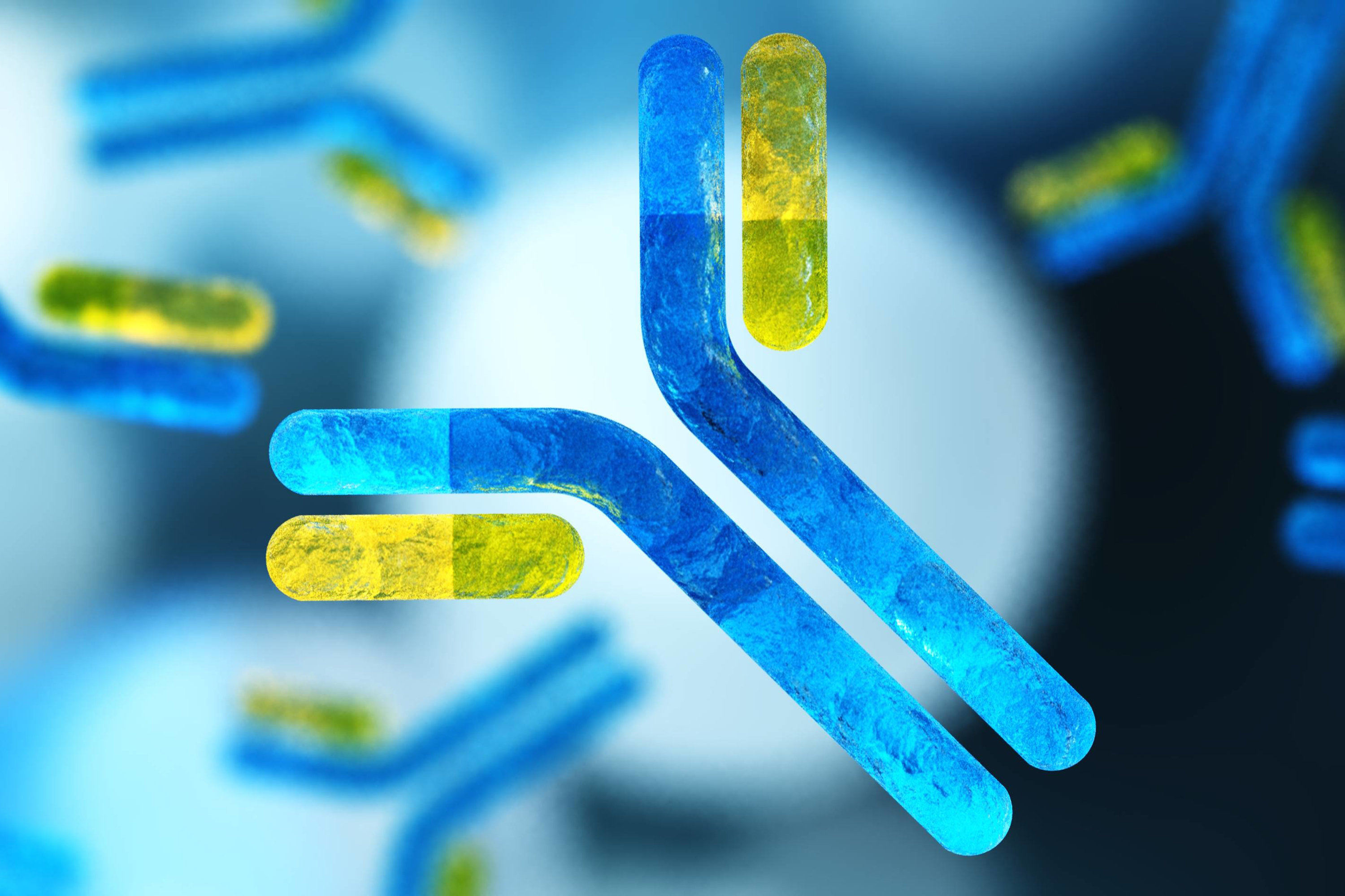 Peptide molecular structure in blue