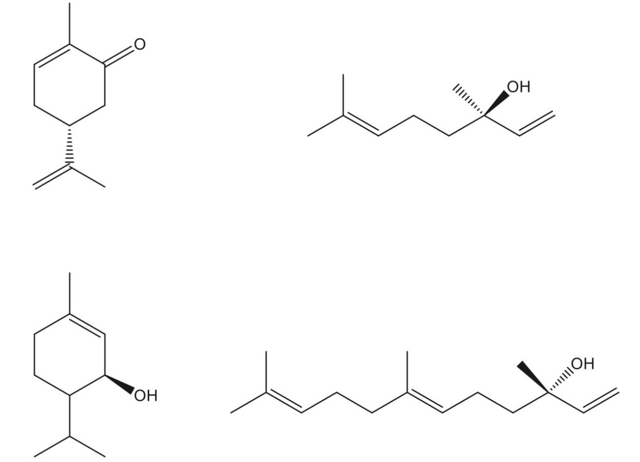 Structures of the four fragrance compounds presented in this study