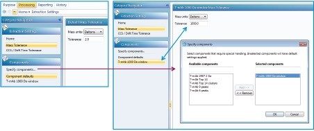 Entering global and component specific mass tolerance window.