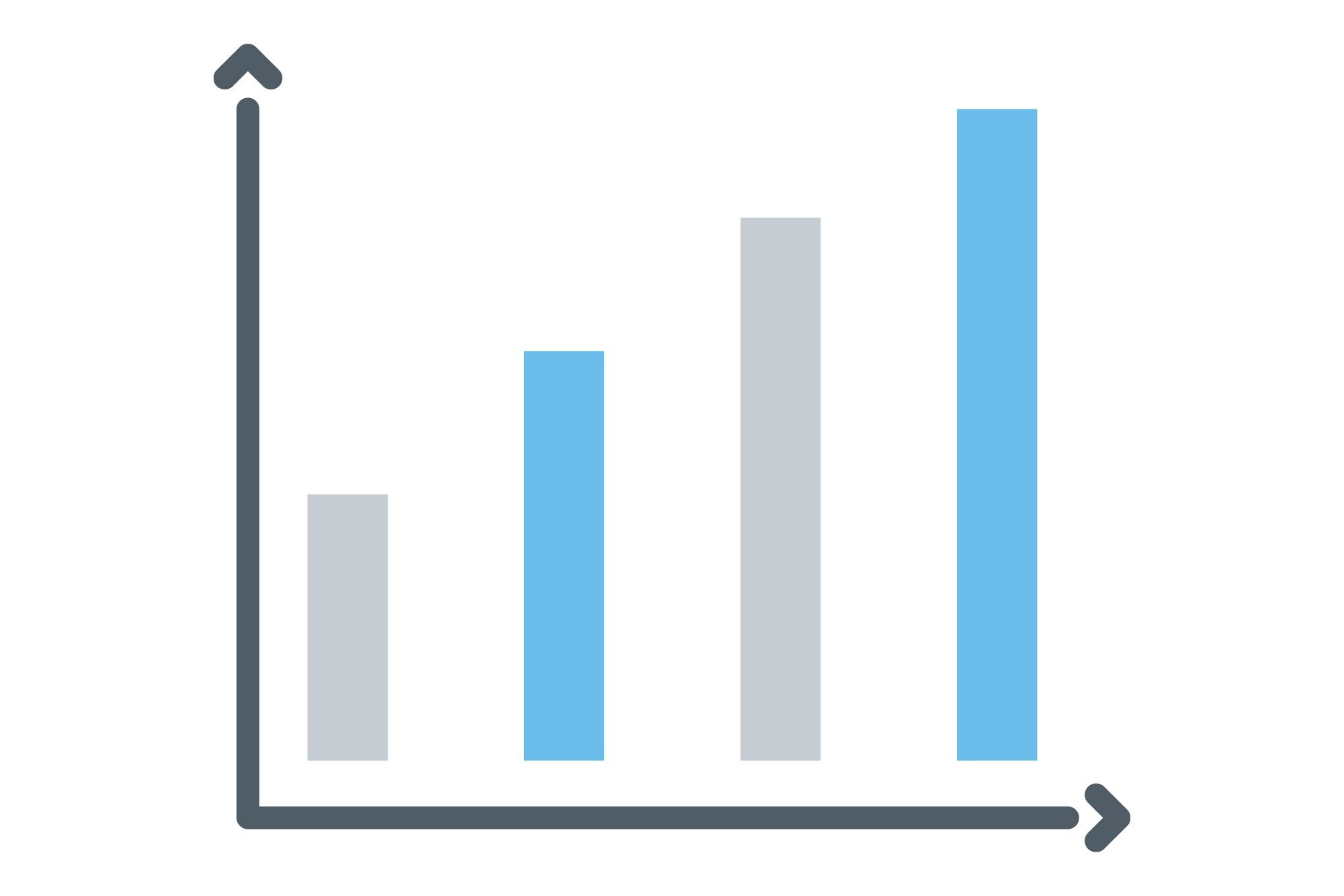 Simple line drawing of a graph showing an increase in number