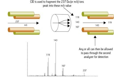 Endosulfán-β: Espectro de iones de producto