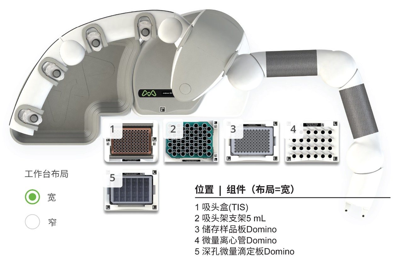 用于连续稀释样品和生成校准曲线的Andrew+移液机器人工作台布局