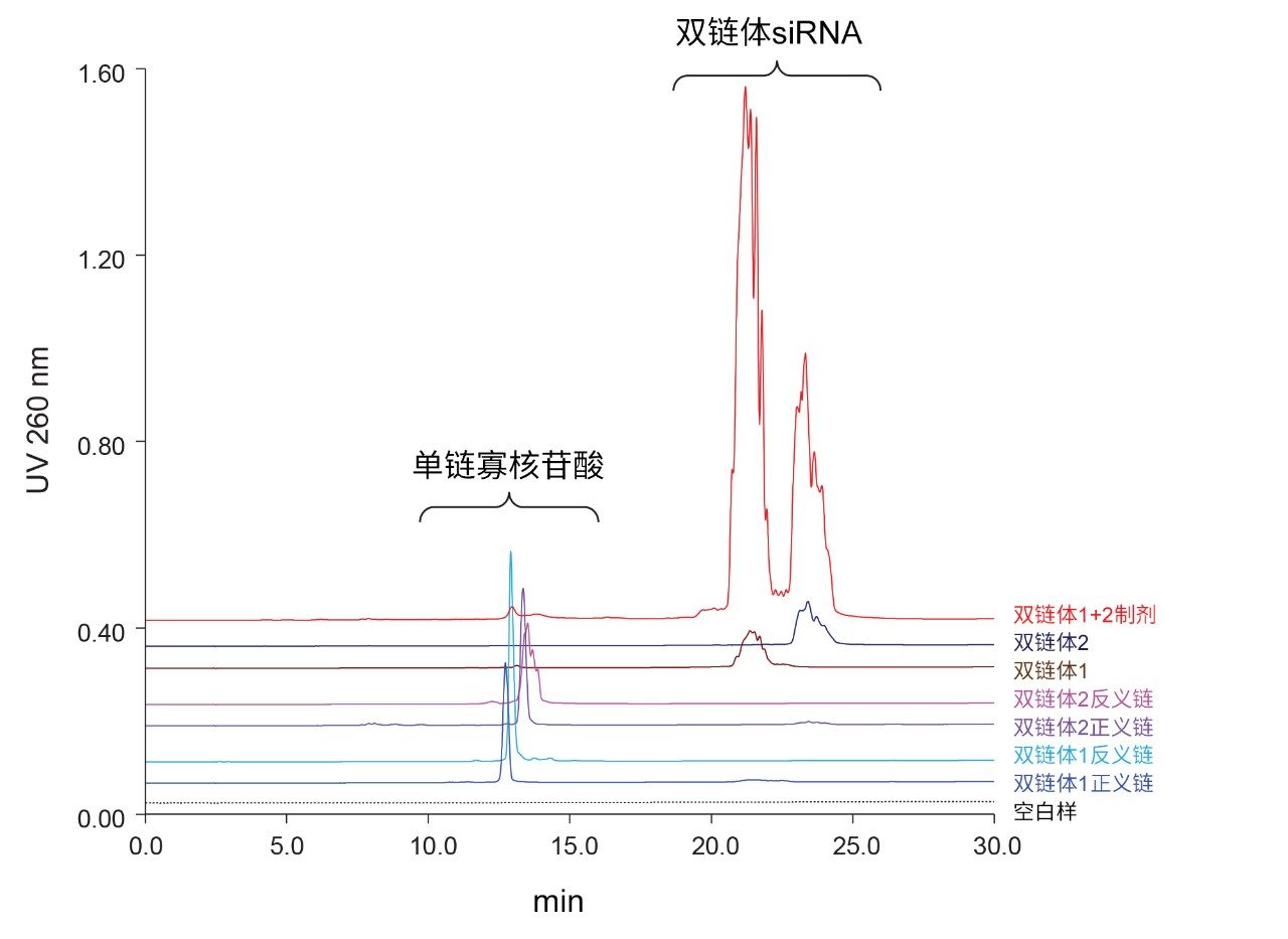 单链和双链siRNA成分的IP-RP LC保留研究